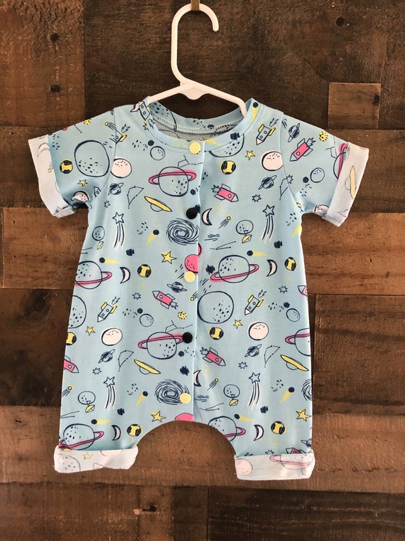 Out of the World Short Sleeve Rolled Cuff Short Romper. Baby - Etsy
