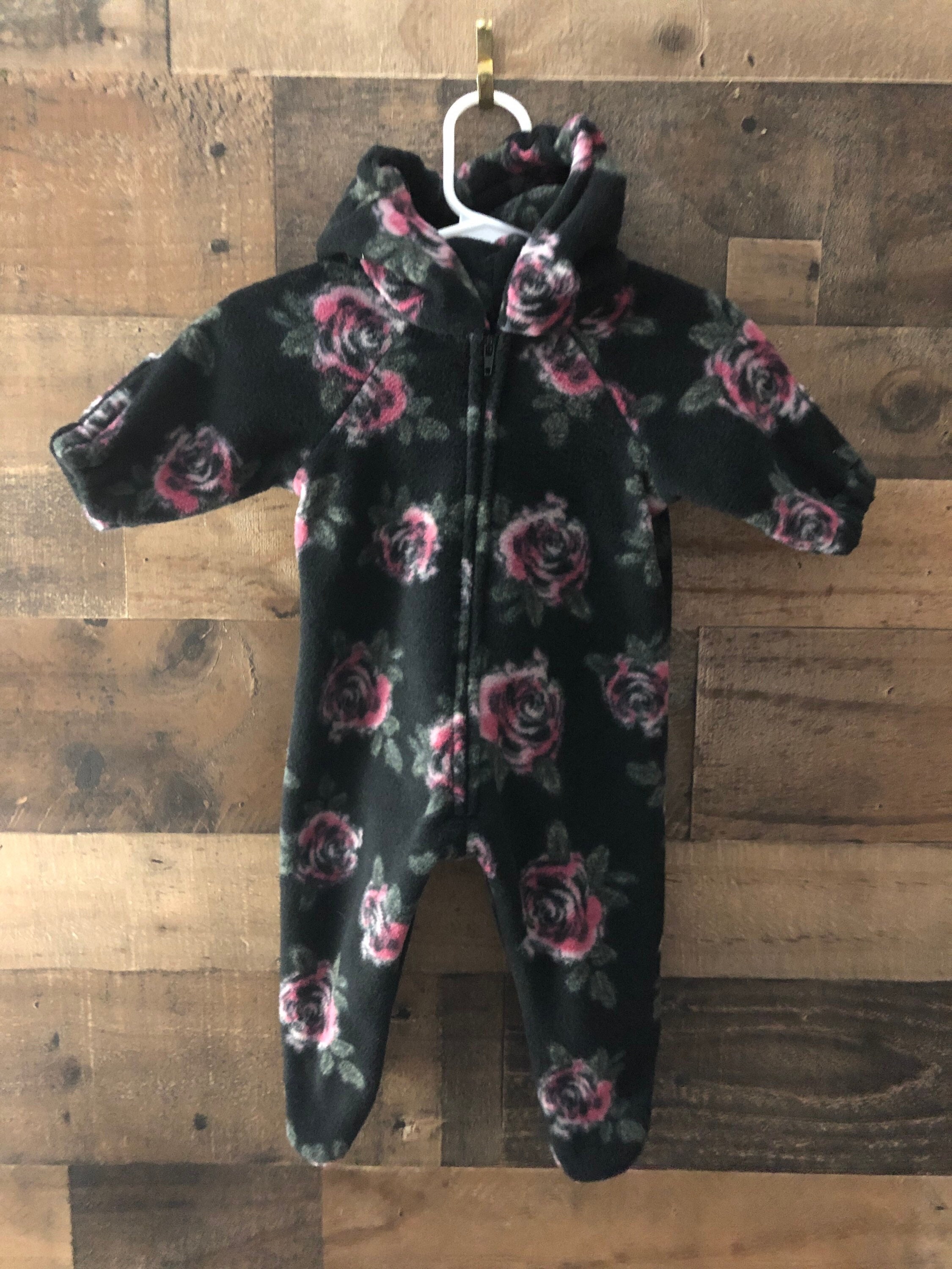 Midnight Roses Fleece Baby Bunting/toddler/ Little Kid Jumpsuit