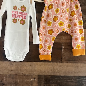 Pint-Sized  Hippie Baby Jogger set: Reversible Joggers; Short Sleeve/Long Sleeve Onesie