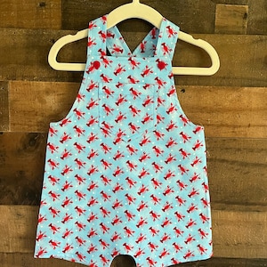 Lobster Overall Short Romper. Toddler Overall Romper. Kid&#39;s Overall Romper