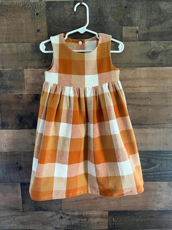 Orange, Gold and White Buffalo Check Fall Flannel Dress - Etsy Orange, Gold and White Buffalo Check Fall Flannel Dress - Etsy