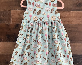 Curious George Girl Birthday Dress, Curious George With Balloon Twirl Dress,  Curious George Birthday Outfit, Curious George Birthday Dress - Etsy