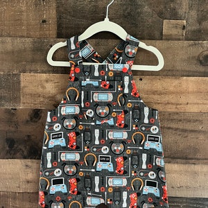 Gamer Boy Overall Short Romper. Toddler Overall Romper. Kid&#39;s Overall Romper