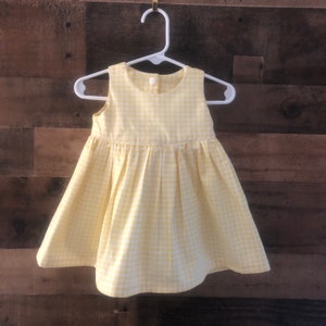 Yellow Gingham Baby Girl Dress.  Girl&#39;s dress, Toddler dress, Sleeveless girls dress