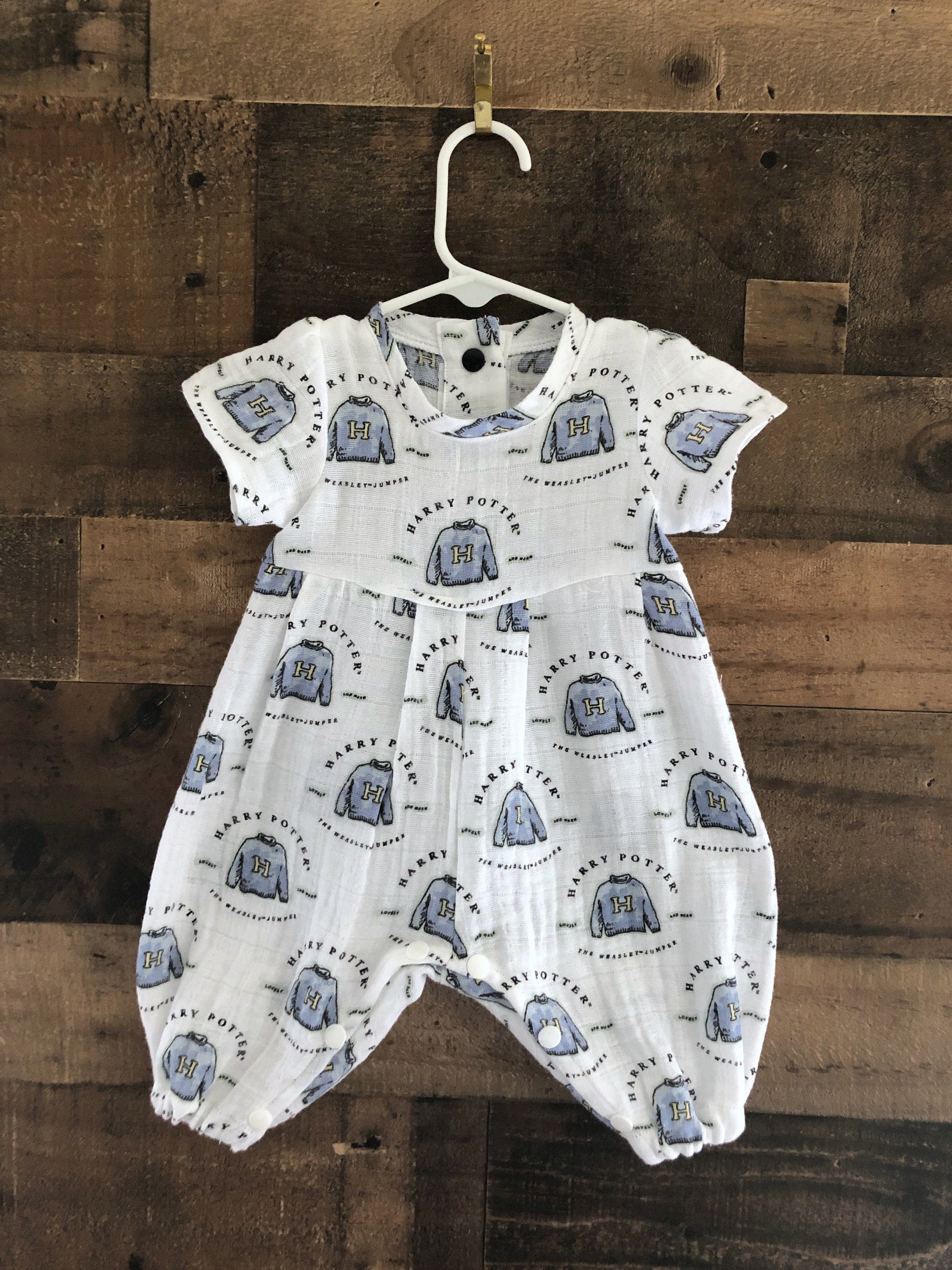 Short Sleeve Cotton Gauze Baby Romper made with Licensed Harry Etsy