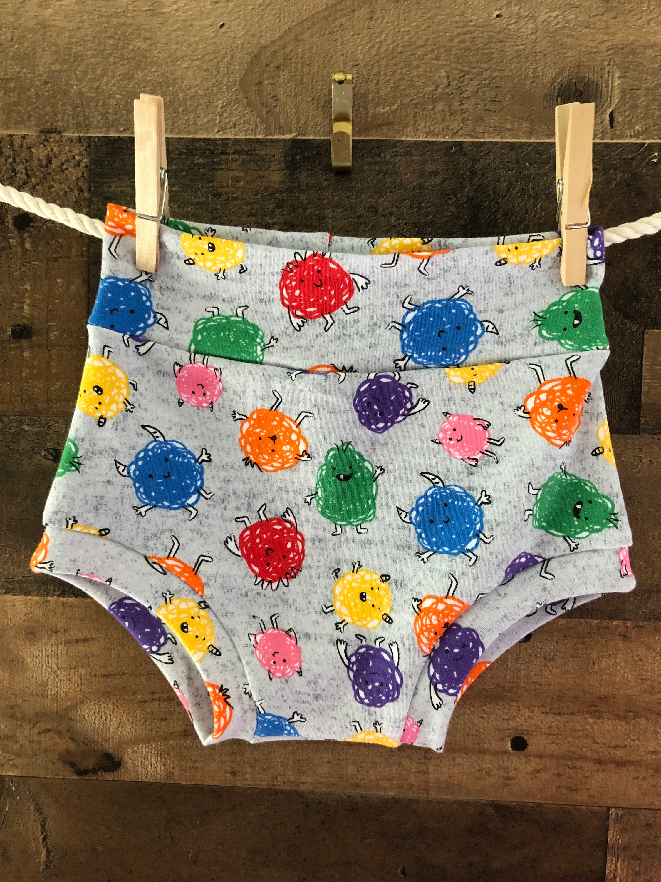 Scribble Monster Baby Bummies. Bummie Set with Onesie Summer shorts. Baby Diaper Cover. Toddler Shorts. Toddler Diaper Cover