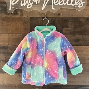 Pastel Galaxy Lined Fleece Jacket Kids/ Lined Fleece Coat Kids /