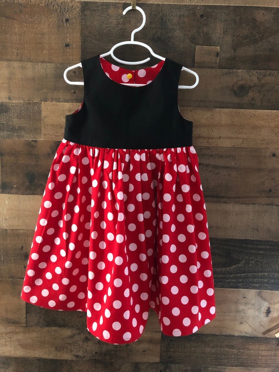 cotton minnie mouse dress Minnie Mouse Inspired Polka Dot Dress, Baby Girl Cotton Dress