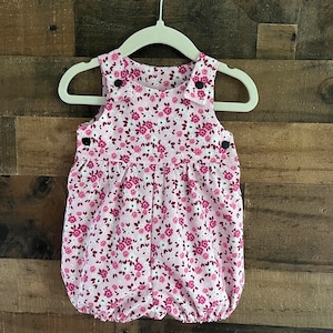 Pretty in Pink Bubble Romper with Snaps Summer Romper, Short Romper, Girl&#39;s Romper, Toddler Romper