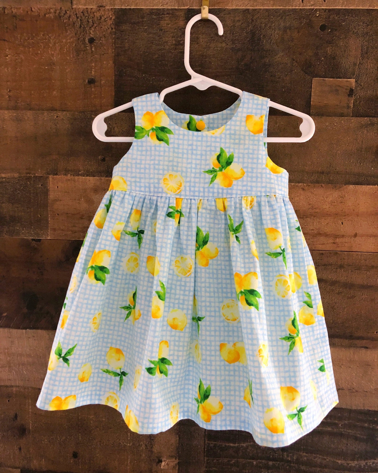 Lemons on Blue Gingham Dress