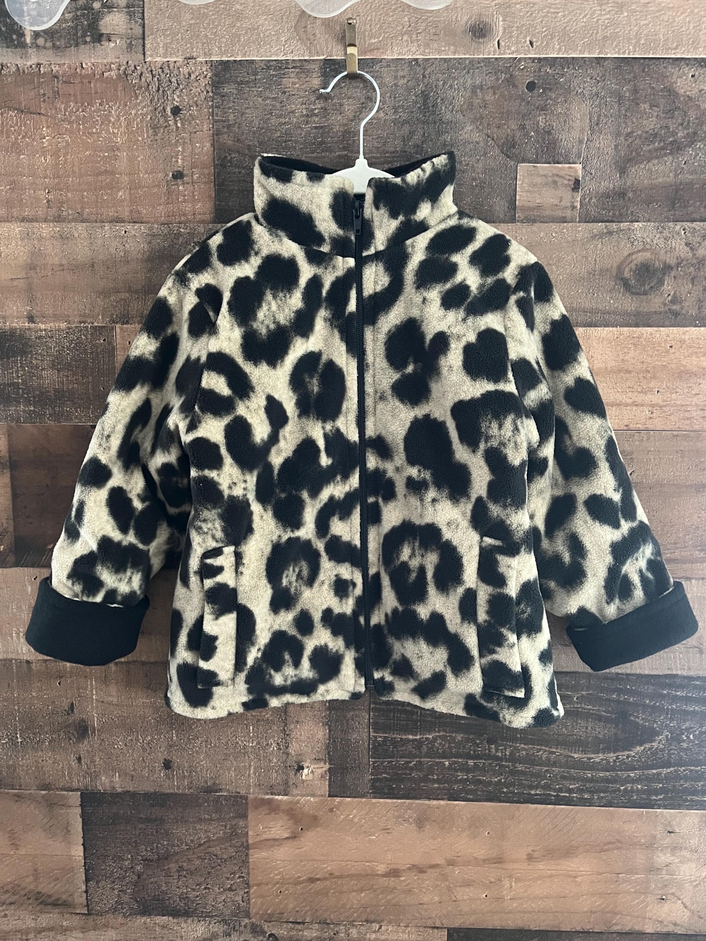 ジャケット・アウター HWZN.FRISCO JACKET BLACK SILVER LEOPARD Snow Leopard Lined Fleece Jacket, Cozy Kids Coat - Etsy
