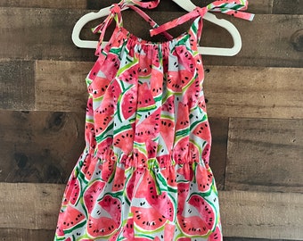 Watermelon Boho Short Romper. Toddler short romper. Little girl short romper.