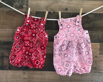 Bandana Print Bubble Romper. Summer Romper, Short Romper, Girl&#39;s Romper, Toddler Romper