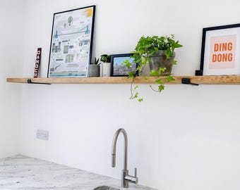 Solid Wooden Rustic Reclaimed Shelf / Bathroom Bedroom Kitchen Wall Shelves