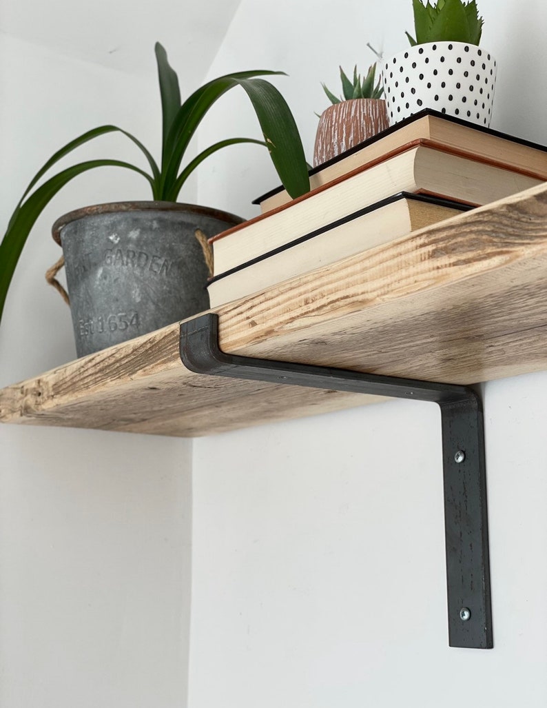 Rustic Wooden Shelf Made Of Reclaimed Recycled Scaffold Boards Industrial Style Shelving Kitchen Bedroom Living Room Shelves image 4