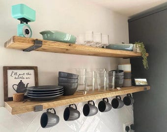 Unique Sturdy Shelves Made From Reclaimed Scaffold Boards Handmade Chunky Shelving For Kitchen, Living Room