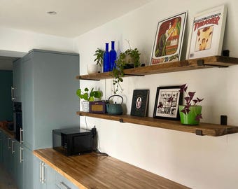 Rustic Wooden Handmade Shelf Reclaimed Recycled Shelves With or Without Metal Brackets FREE UK DELIVERY