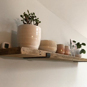 Rustic Wooden Shelf Made Of Reclaimed Recycled Scaffold Boards Industrial Style Shelving Kitchen Bedroom Living Room Shelves image 6