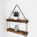 Chunky Rustic Hanging Shelves | 2 tier Floating Shelf | Living Room Home Wall Decor | 3 tier Farmhouse Style Jute Rope Shelf 