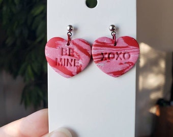 Red and Pink Valentine's Day Polymer Clay Earrings