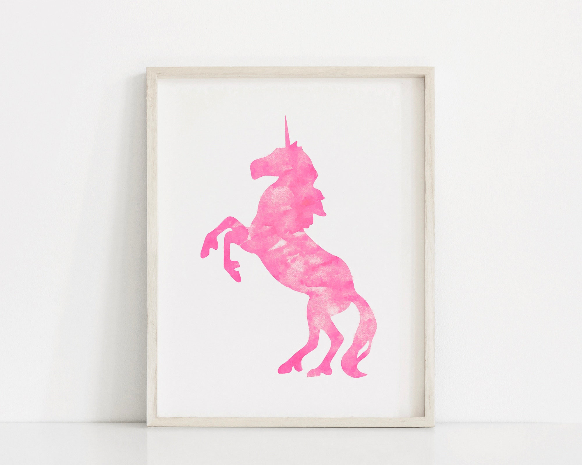 unicorn watercolor painting wall art printable unicorn pink etsy