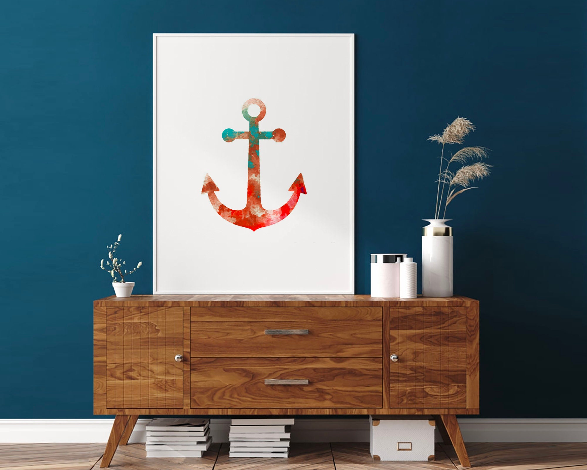 Anchor Wall Art Printable Art Nautical Wall Decor Coastal Etsy