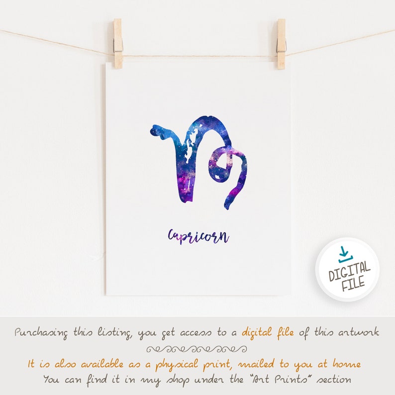 horoscope print Capricorn art zodiac print astrology print printable wall art digital constellation art zodiac gift astronomy decor