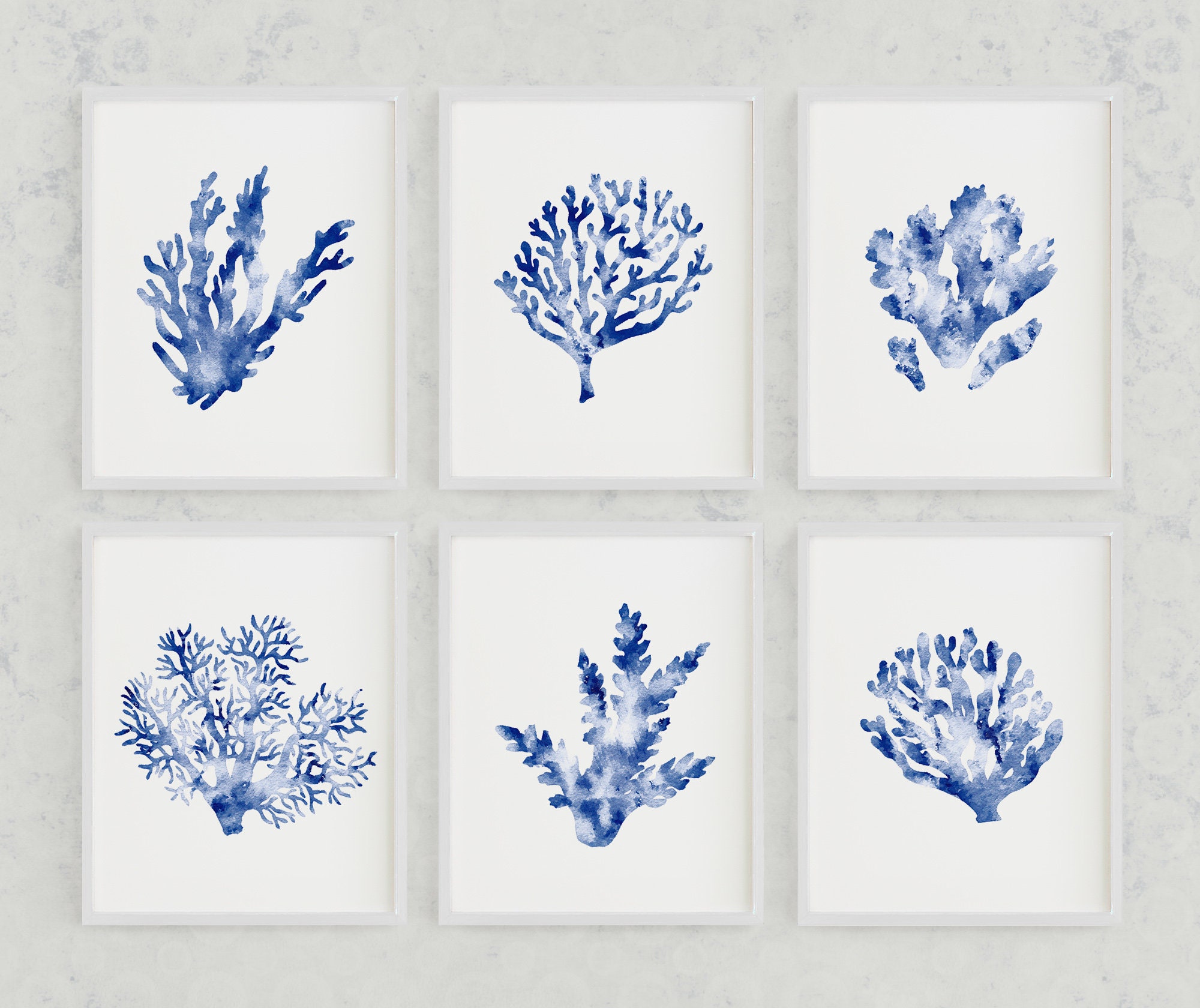 Blue Sea Coral Printable Art Set Coral Wall Art Set Coral Etsy Australia