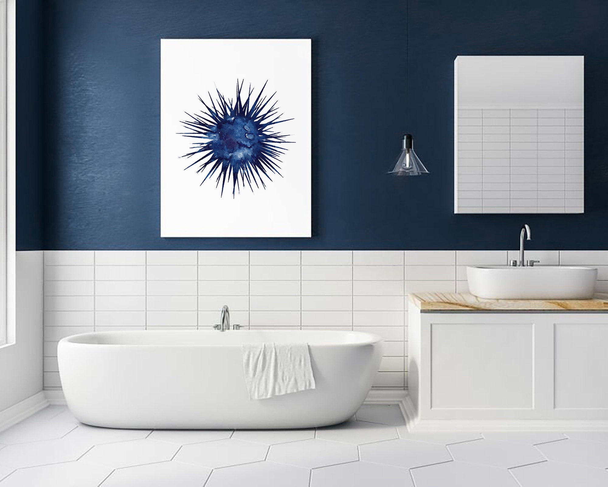 Sea urchin art nautical wall decor coastal home wall art Etsy
