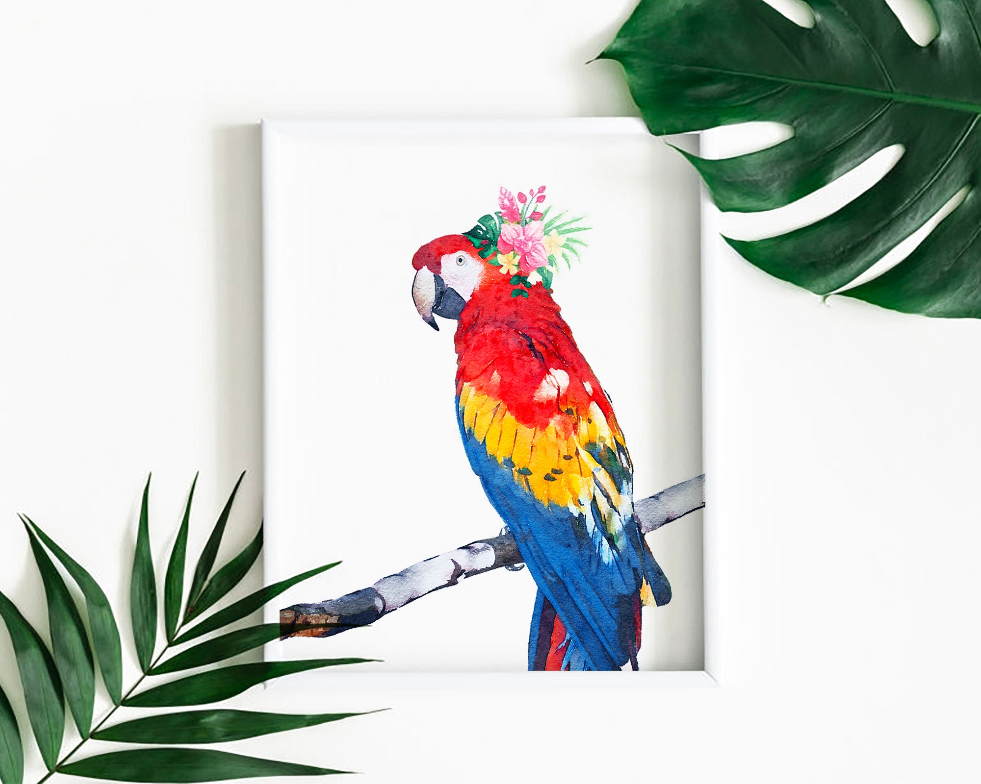 Parrot print tropical wall decor printable art bedroom wall | Etsy