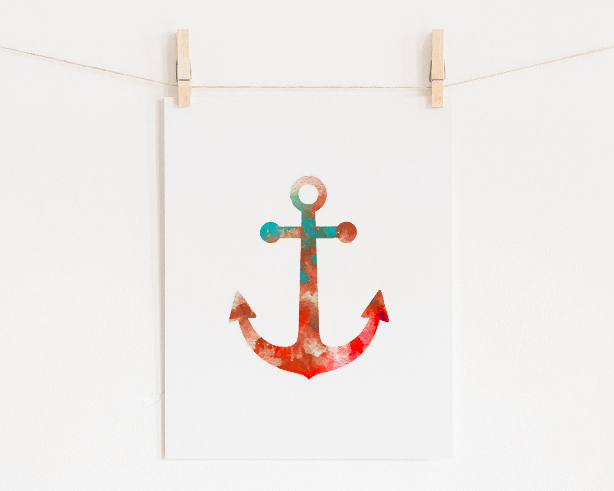 Anchor Wall Art Printable Art Nautical Wall Decor Coastal Etsy