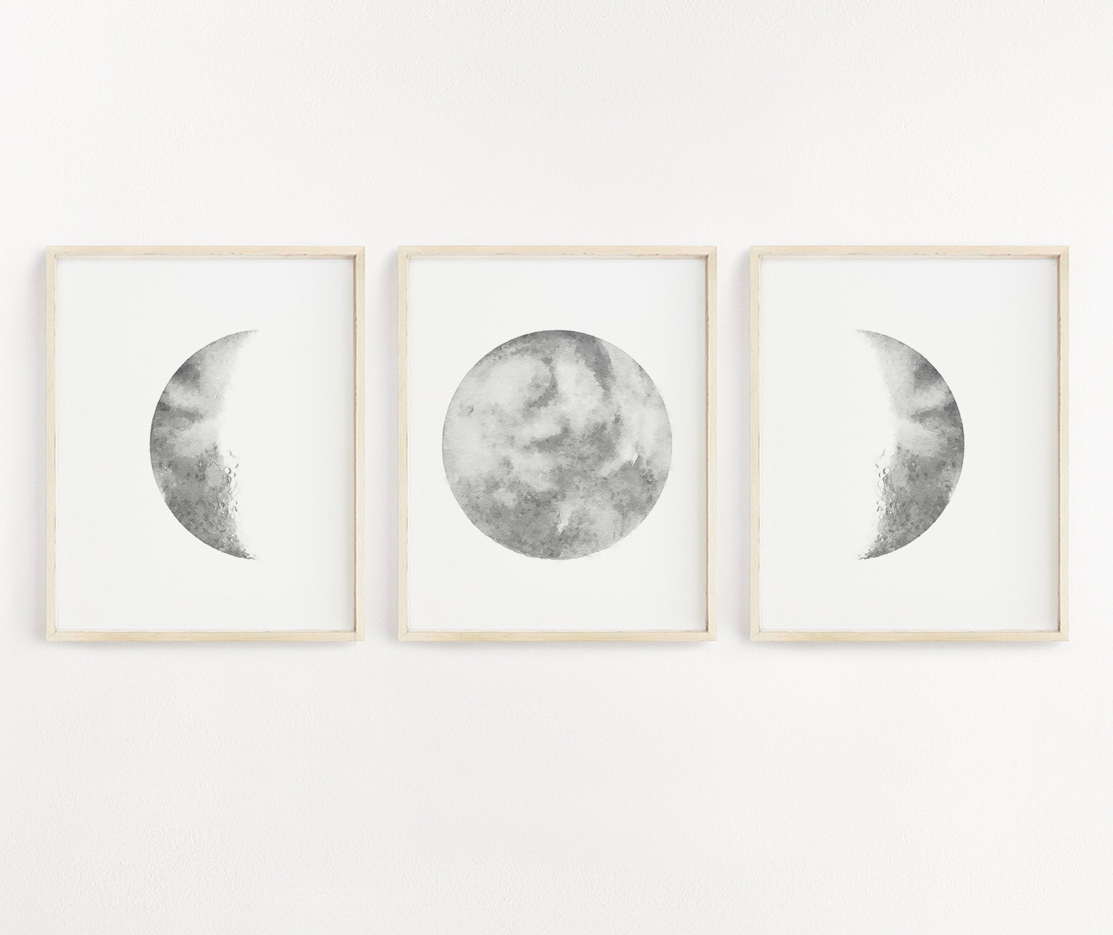 Moon Phases Set of 3 Wall Art Prints Moon Phase Wall Art Etsy UK