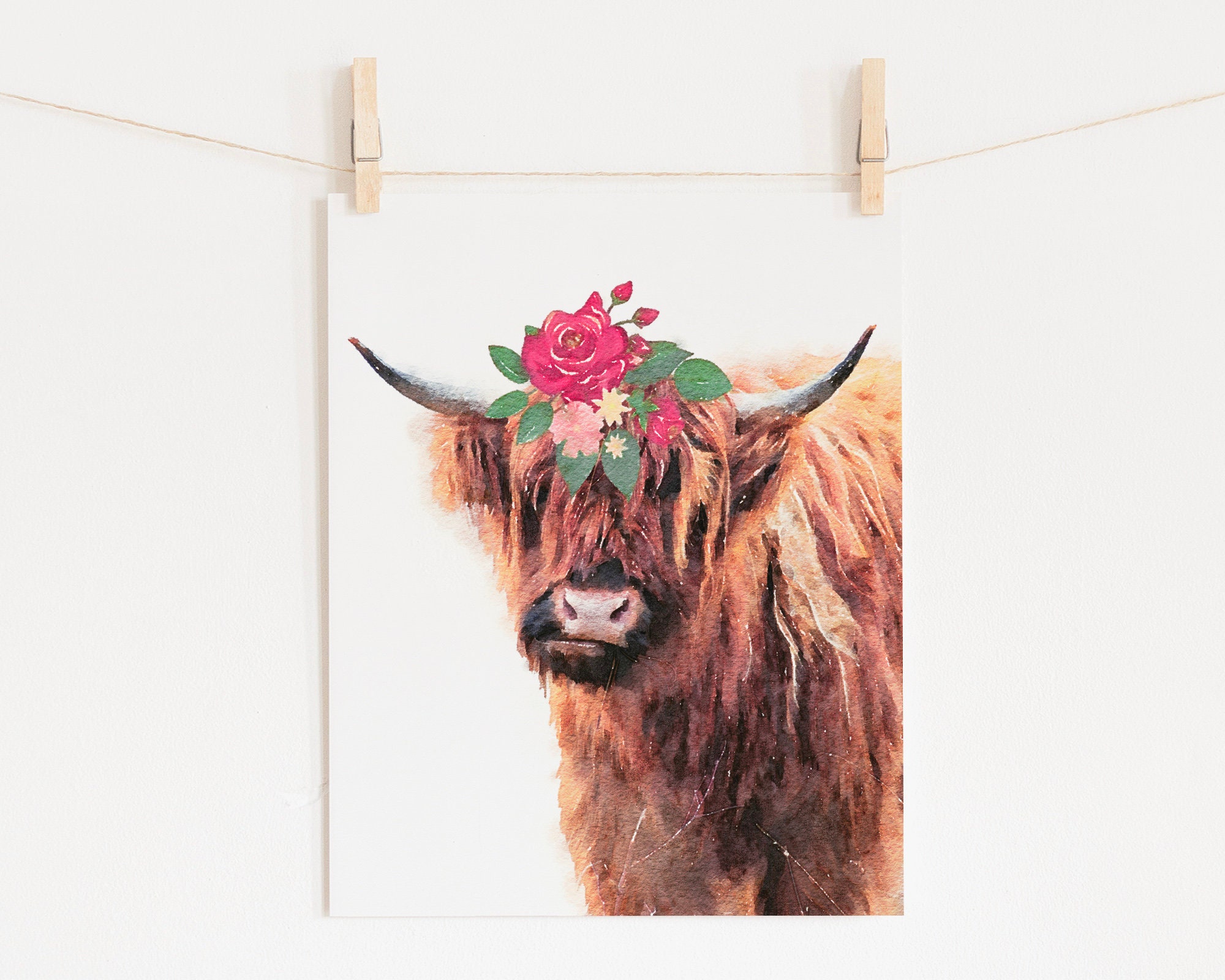 Highland Cow Wall Art Set of 3 Prints Boho Nursery Wall Art Etsy UK