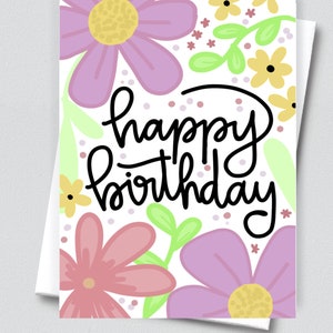 Blumen Geburtstagskarte für Freund, hübsche Geburtstagskarte für Sie, Geburtstagsgeschenk für Mama, leere Innenseite Grußkarte für Geburtstag, Frühlingsgeschenk