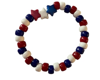 Red, White, Blue Stars Bracelet