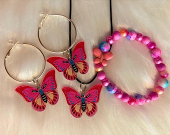 Smoky Mountain Butterfly Necklace, Bracelet, Earring Set