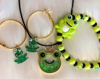 Leap Frog Necklace, Bracelet, Earring Set