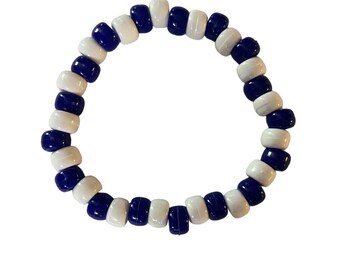 Blue and White Pony Bead Bracelet