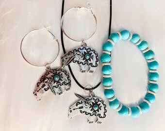 Shadow Bear Necklace, Bracelet, Earring Set