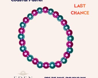 Coastal Pastel Bead Bracelet | Pink & Blue Ocean Inspired Jewelry | Beachy Stack Bracelet | Limited Release
