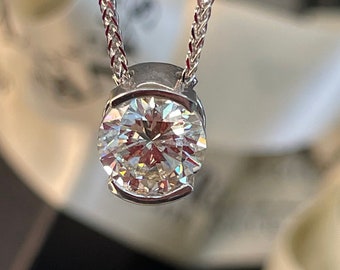 Solitaire natural diamond pendant necklace, Natural  without Treatment  H-Vs2, diamond gift for her, Bridal wedding handmade jewelry