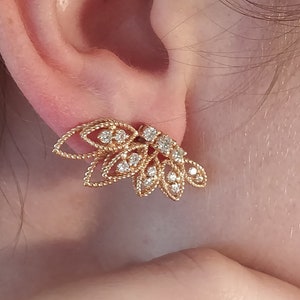 0.66 CT Diamond Butterfly Wing Earrings, 14k Gold Butterfly Earrings Gift for Anniversary, Birthday, Special occasion Butterfly Wing Jewelry