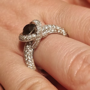 1.65 CT Solitaire black halo diamond engagement ring - Black  diamond wedding ring