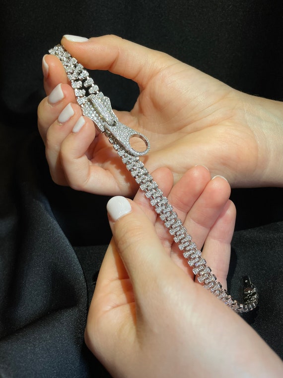 5 Carat Unique Diamond Tennis Bracelet Natural Diamond Zipper