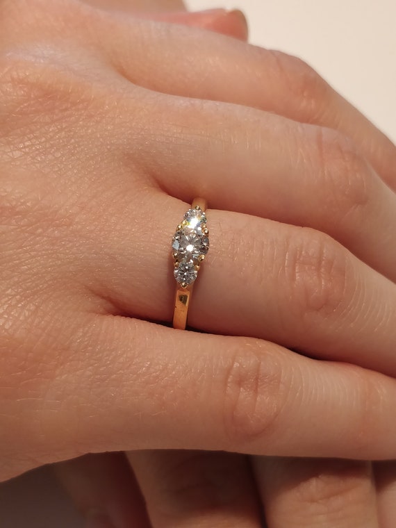 Buy Full Bezel Setting Plain Three Stone Ring Online US - Diamonds Factory