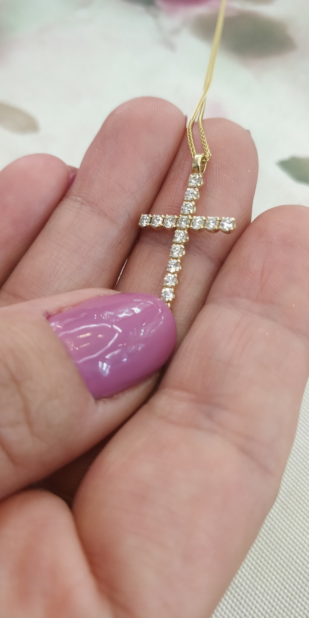 CT White Diamond Cross Necklace Women Diamond Cross Pendant - Main Image