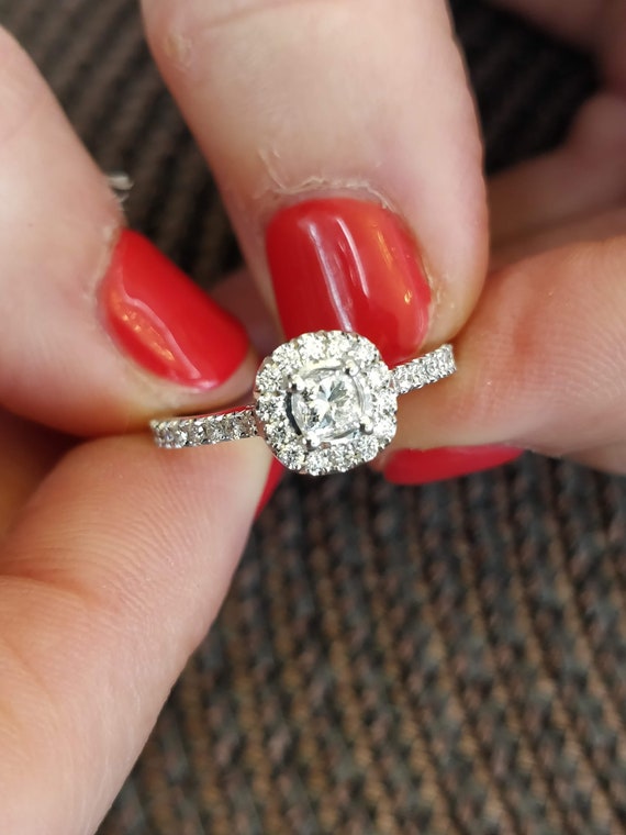 0.4 Carat Natural Diamond Half Eternity Halo Ring Color