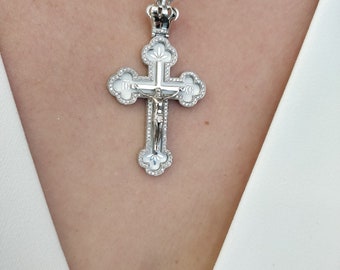 Collana Con Ciondolo Croce E Infinito Zircobic | Acciaio Inossidabile, Incisione Religiosa Matteo 17:20, Catena Regolabile