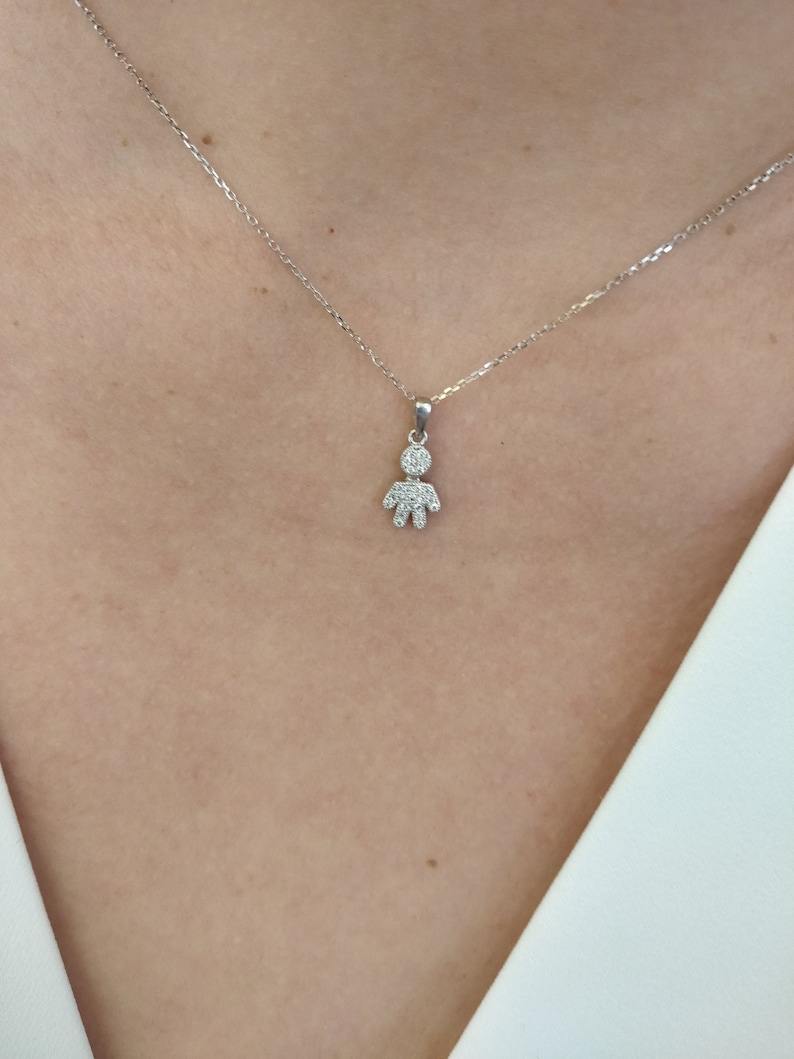 Personalized Diamond Gold Baby Boy Necklace, Baby Boy Charm,child Charm, Child Pendant, Dainty