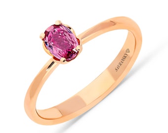 Oval Cut Very pretty Pink  Sapphire Solitaire Ring - Simple  sapphire engagement ring - September birthstone promise ring